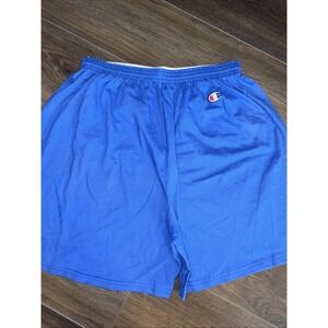 Vintage 90s Champion Cotton Gym Logo Above Knee Shorts Blue Size XL
